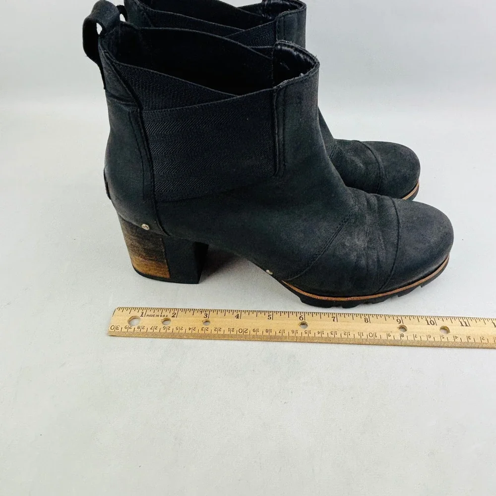 Sorel Addington Chelsea Boot Womens 11 Black Leather Chunky Heel Lug Sole Studs‎